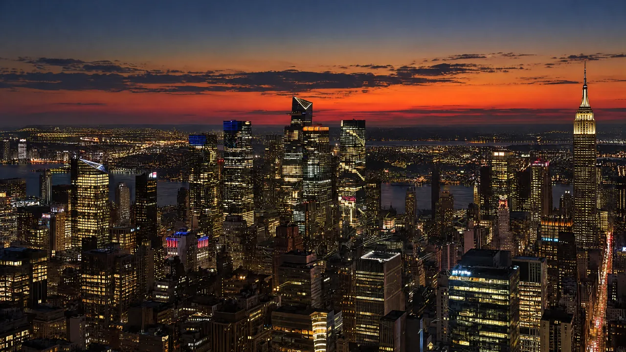 New York skyline at dusk